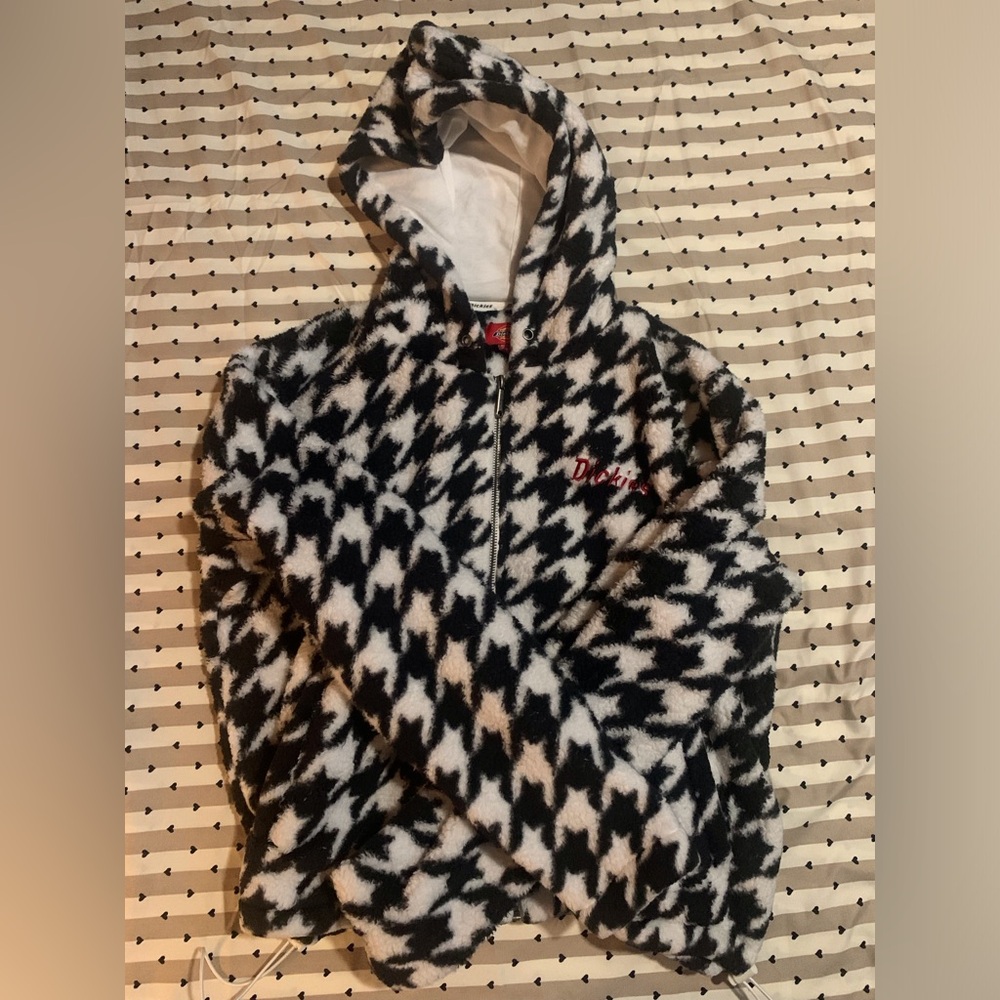 Warm Dickies sick patterned Houndstooth Sherpa fleece sweater